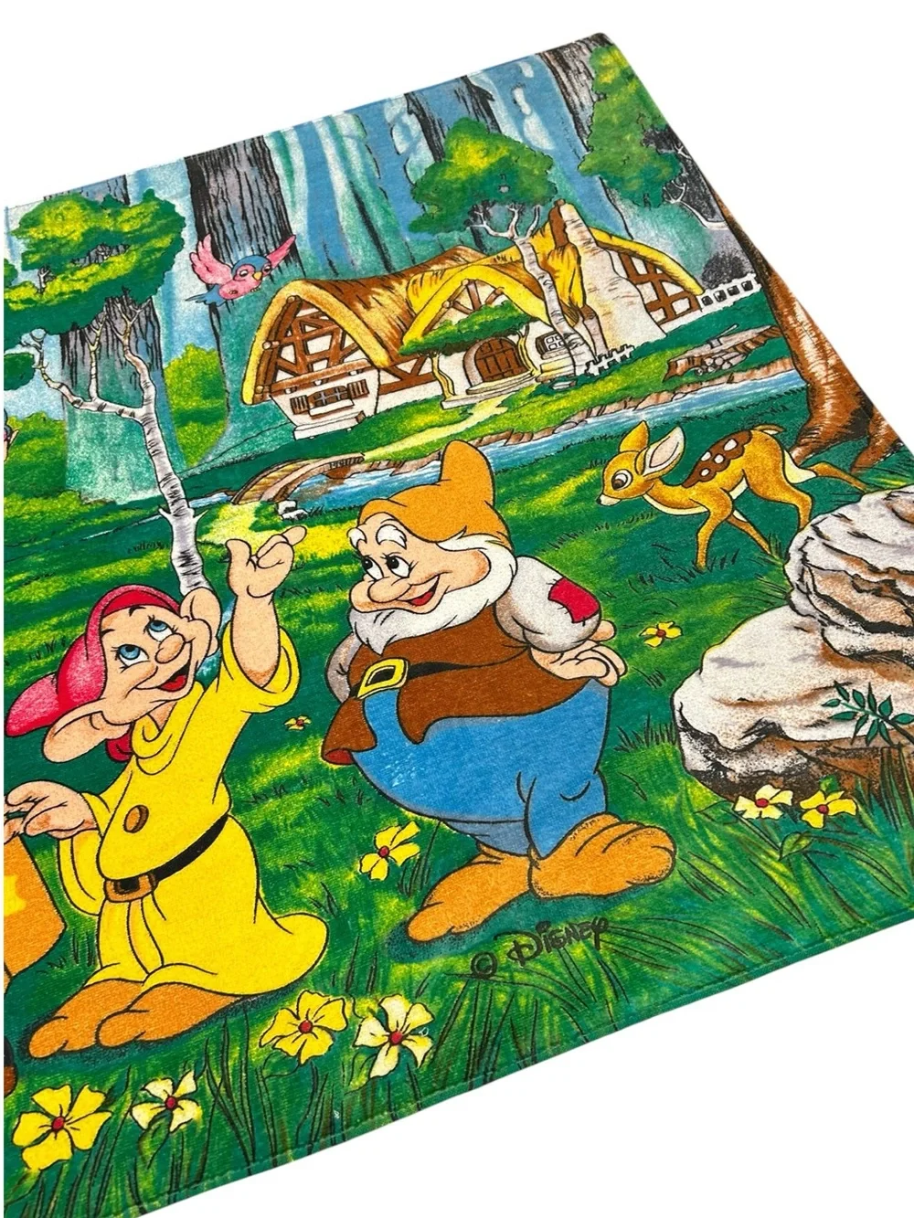 Vintage Disney Snow White Seven Dwarfs‎ Towel Made in Brazil